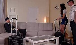 2 pilots, 1 stewardess: hardcore double penetration in hotel! Featuring David Perry, Erik Everhard, Anissa Kate