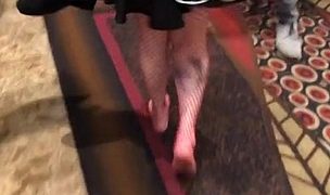 barefoot walking in fishnets Featuring Camille Campbell