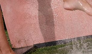 big breast czech masturbates under garden water wall Featuring Lucy Li
