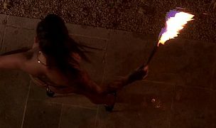 flaming hot pussy: sexy pyromaniac plays with fire Featuring Daniela