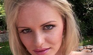 blonde babe plays with her tits! Featuring Emma Green